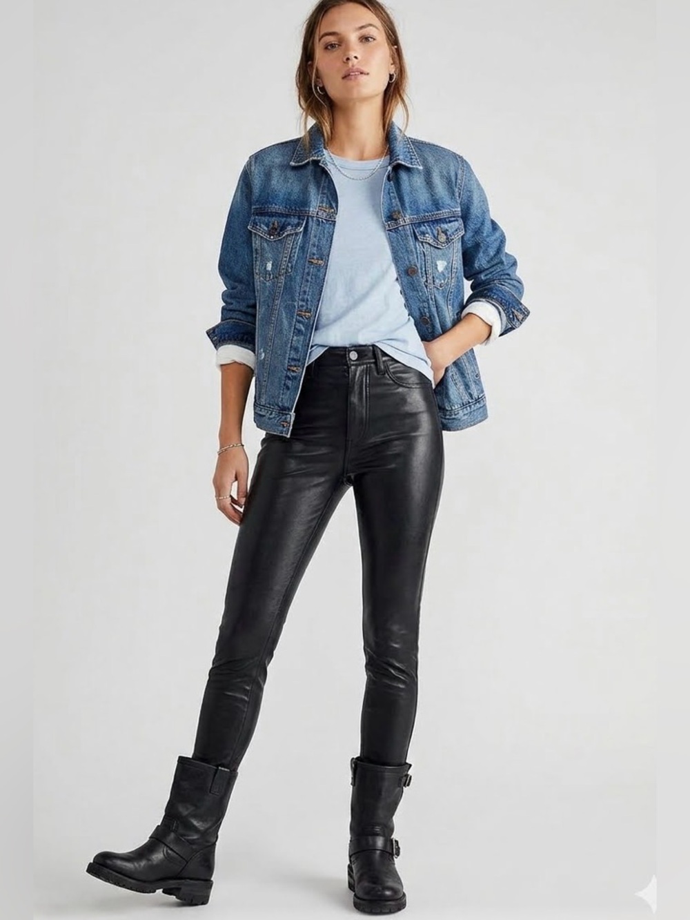 New FREE PEOPLE Vegan Leather Skinny Pant Black 27